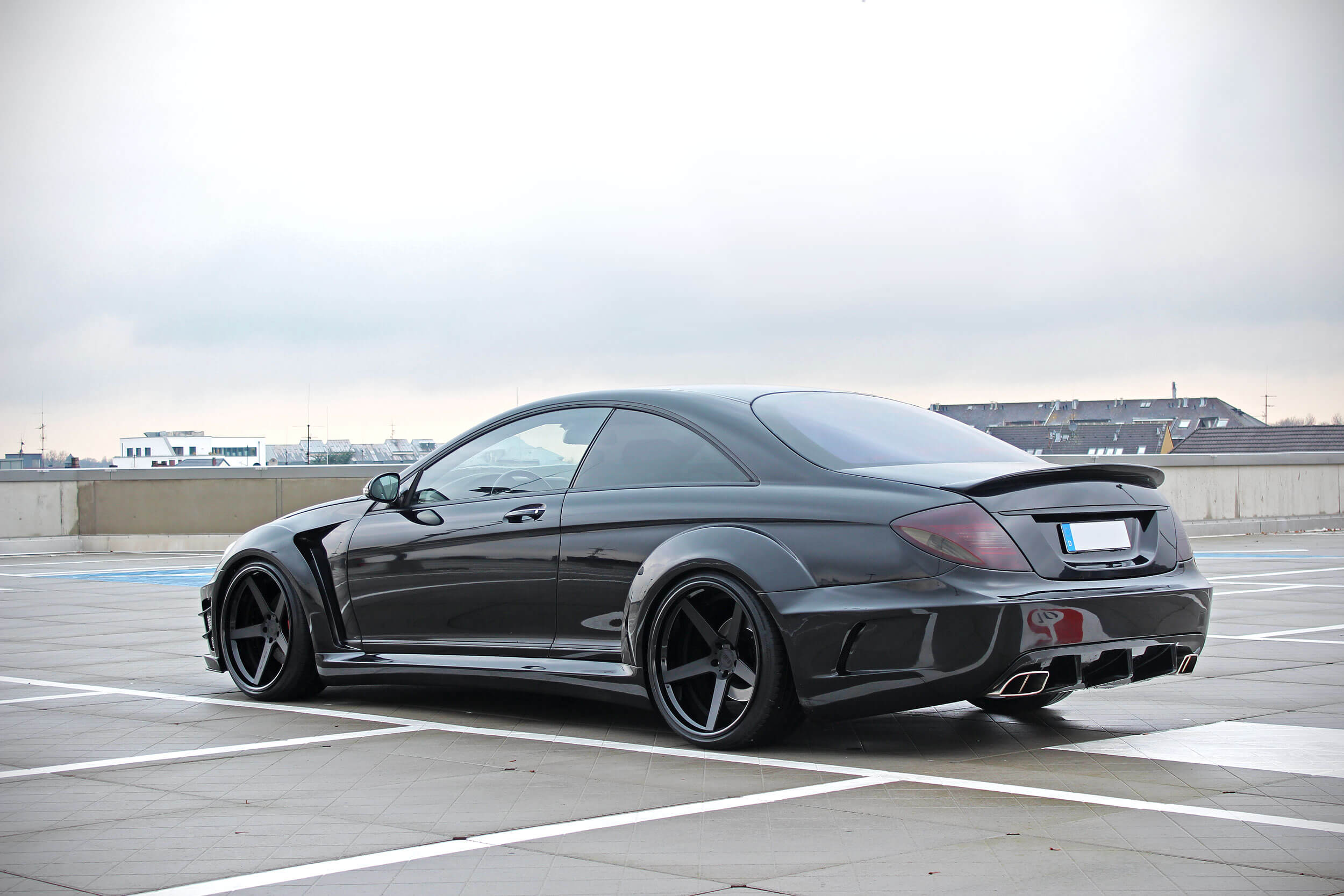 Black Edition V2 Widebody Rear Bumper with Diffusor for Mercedes CL C216