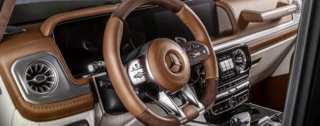 Cognac Steering Wheel in Wood, Leather & Alcantara - Mercedes-AMG G63 W464 G-Yachting Edition